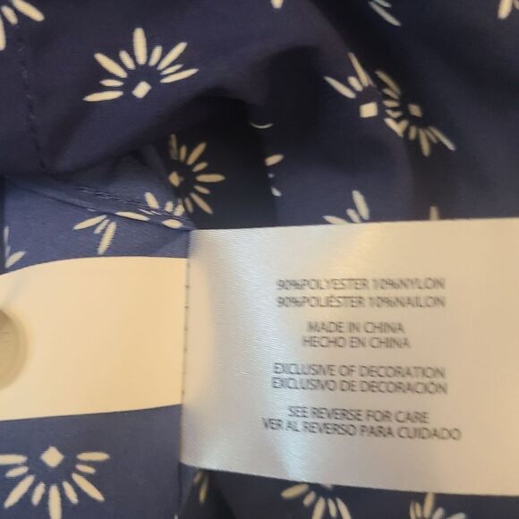 Eddie Bauer TOP Buttoned Short-Sleeved Cute Navy White Print Size XS - Picture 8 of 12